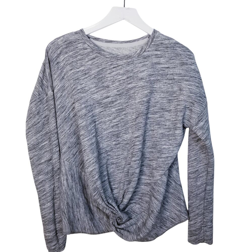 ABERCROMBIE & FITCH Gray Twist Front Space Dye Pullover Knit Top S
